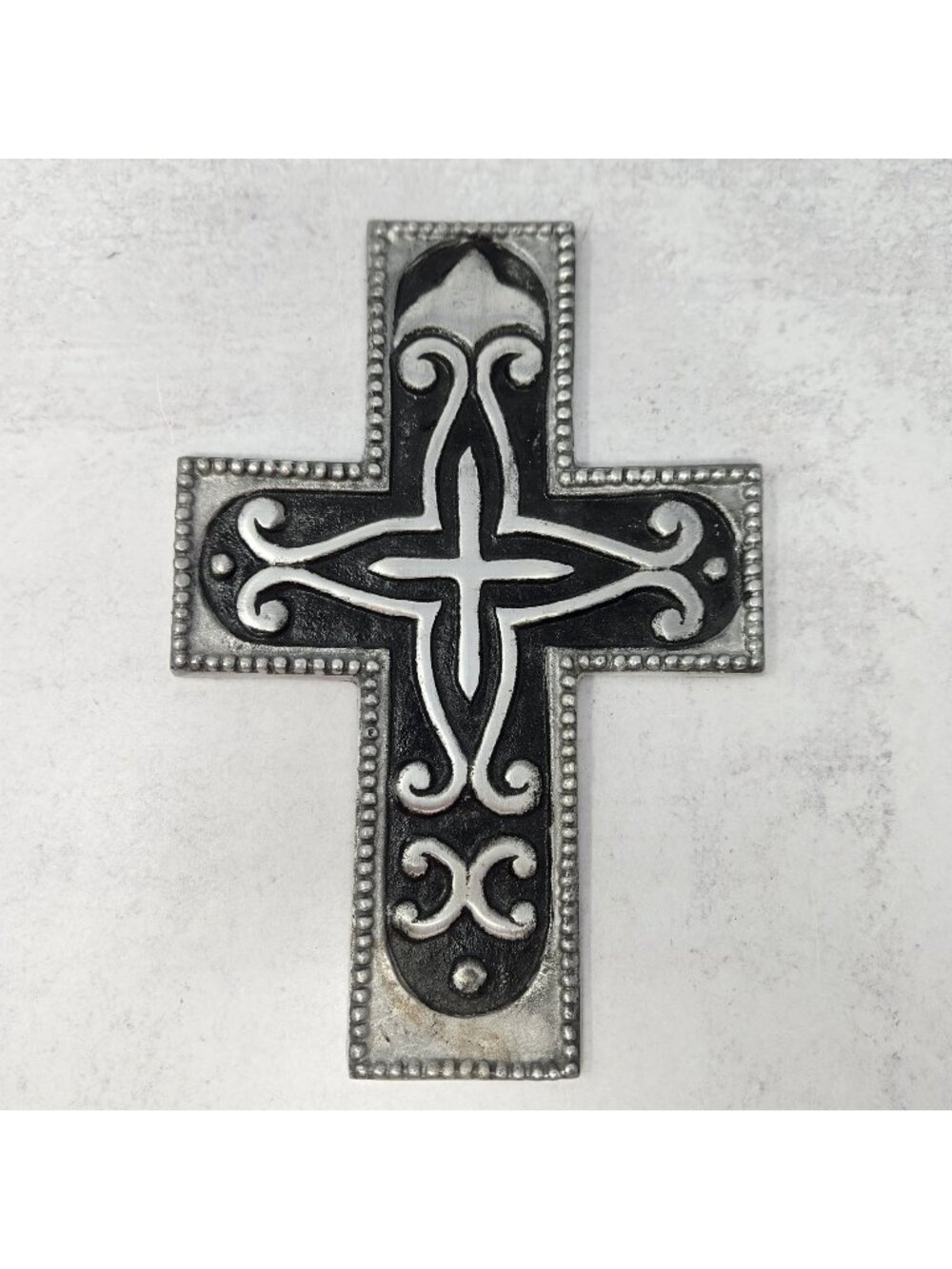 Beautiful Hanging Pewter Cross / Crucifix ~ Large 11" x 7 1/2" Charming